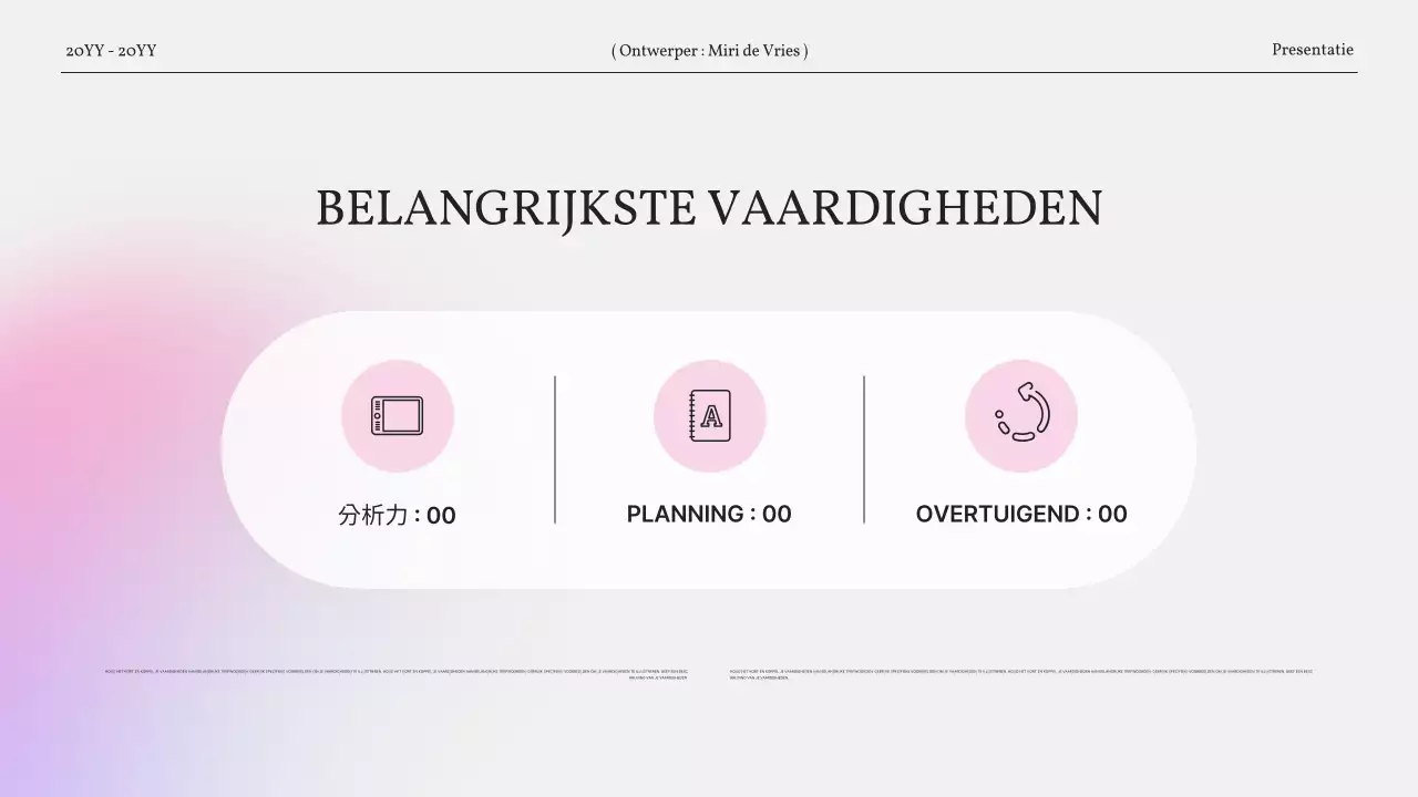 Een eenvoudige portfolio met kleurverloop in roze