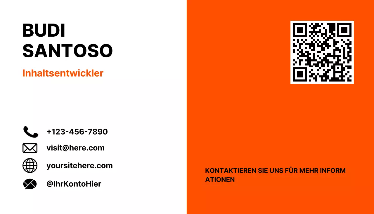 Moderne Visitenkarte in Orange