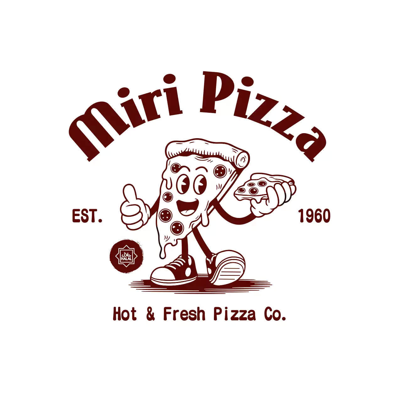 braune Retro-Pizza-Anzeige