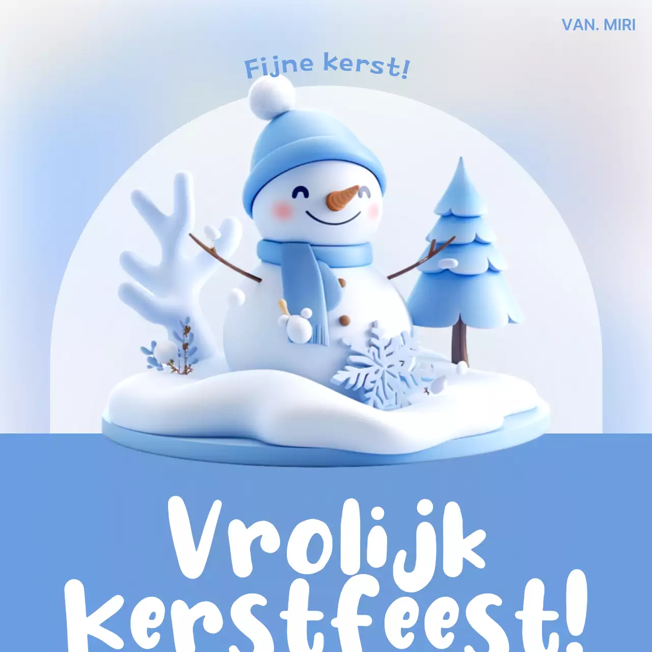 Schattige kerstkaart in lichtblauw