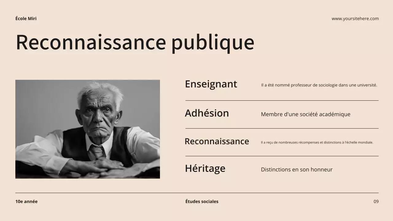 Beige et noir Biographie moderne Matériel de cours Introduction Présentation