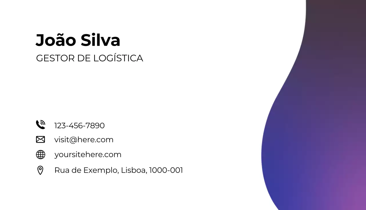 cartão de visita moderno roxo