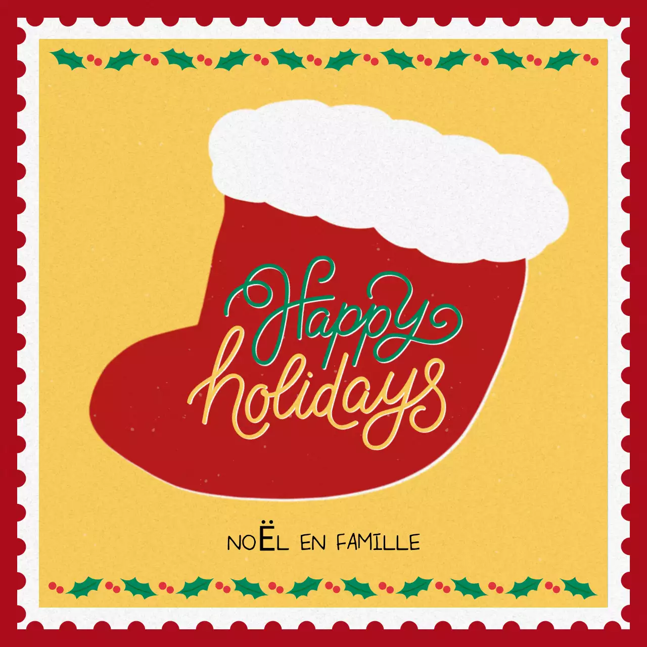 Carte postale rouge de Noël