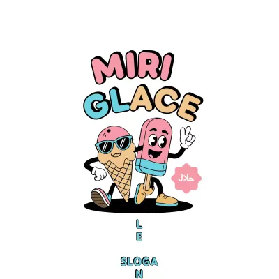 publicité pour une crème glacée en bande dessinée pastel