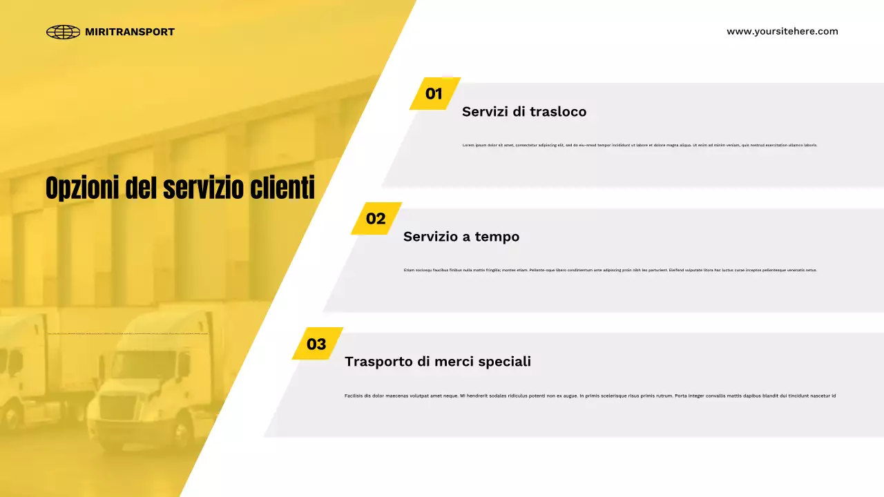 presentazione del trasporto moderno giallo