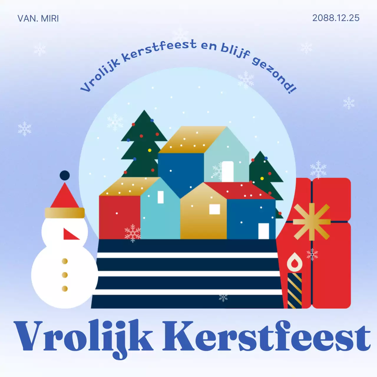Kerstkaart in blauw