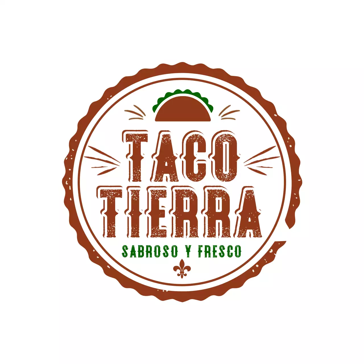 anuncio de tacos rústicos marrones