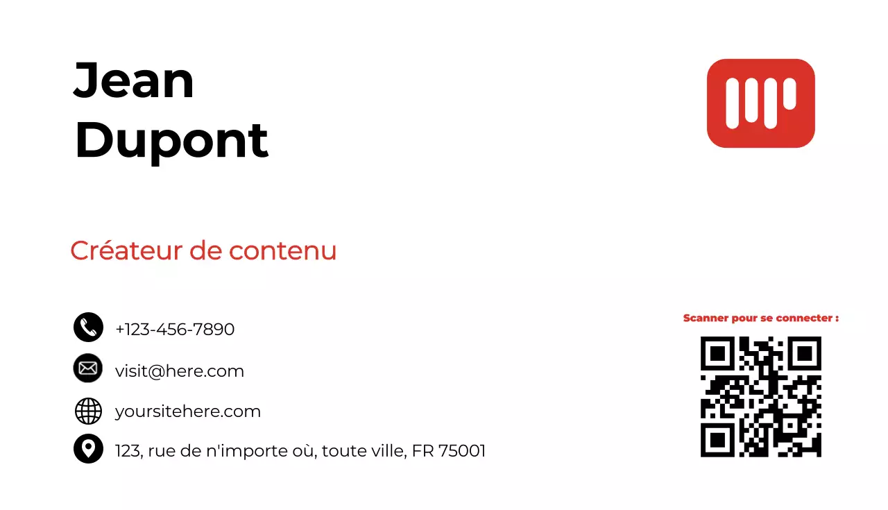carte de visite moderne rouge