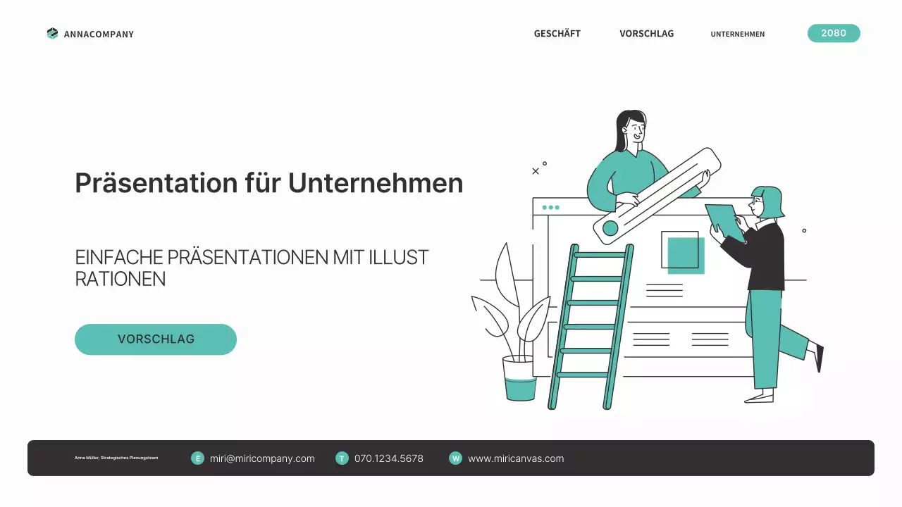 Ein einfacher, mintfarbener Geschäftsplan