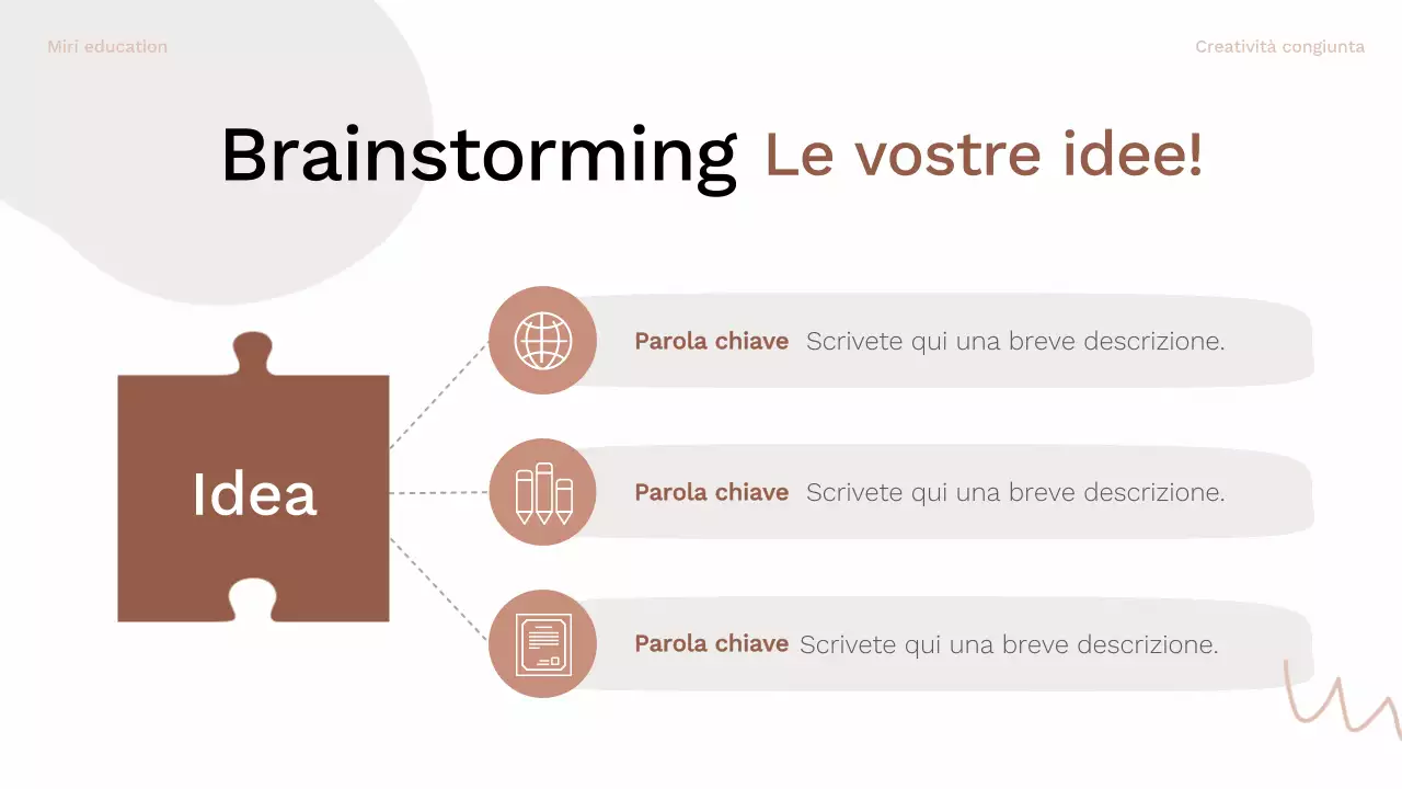 Guida al layout del brainstorming organico marrone e rosa