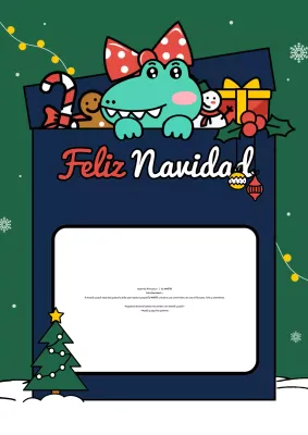 Simpático papel de cartas con personajes navideños en verde para las fiestas