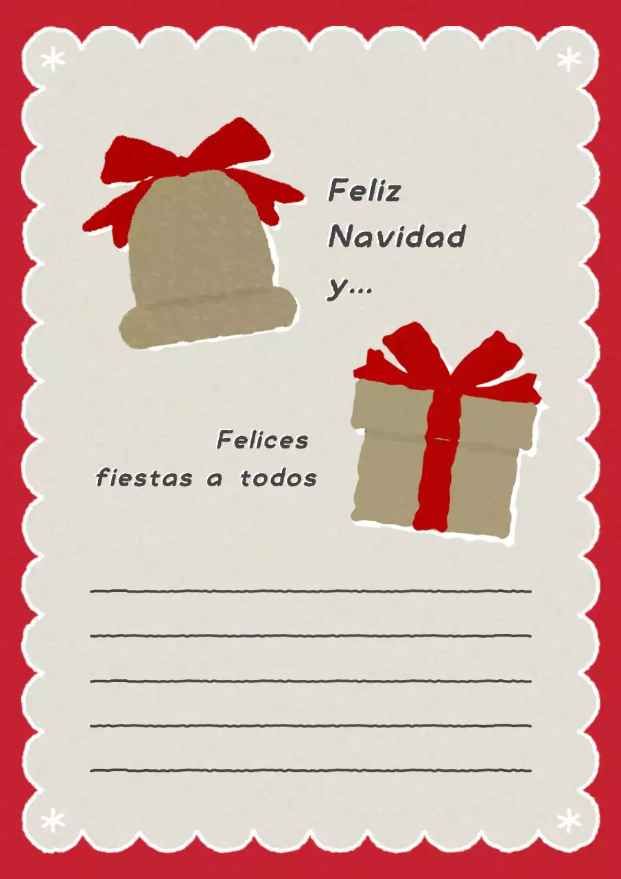 Papelería navideña vintage en rojo y dorado