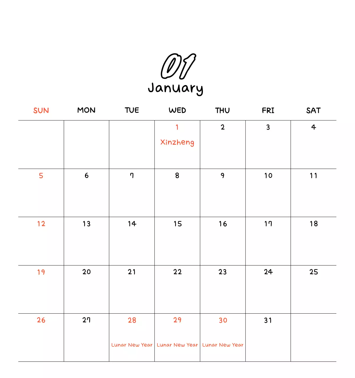 Kalender foto Tahun Baru yang lucu