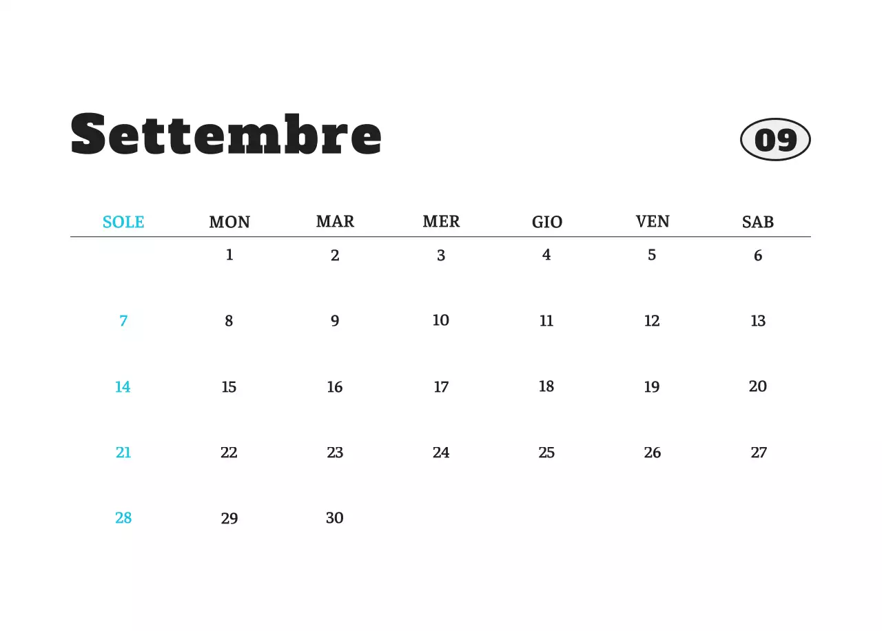 Calendario fotografico degli animali del balletto bianco e ordinato