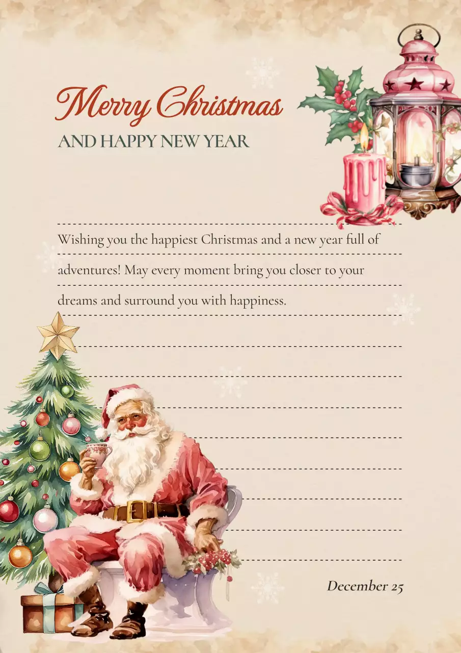 Beige Vintage Christmas Greetings Card Poster