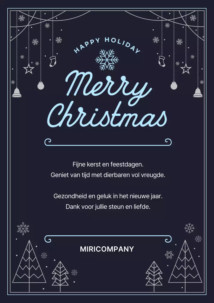 Zwarte eenvoudige kerstgroeten