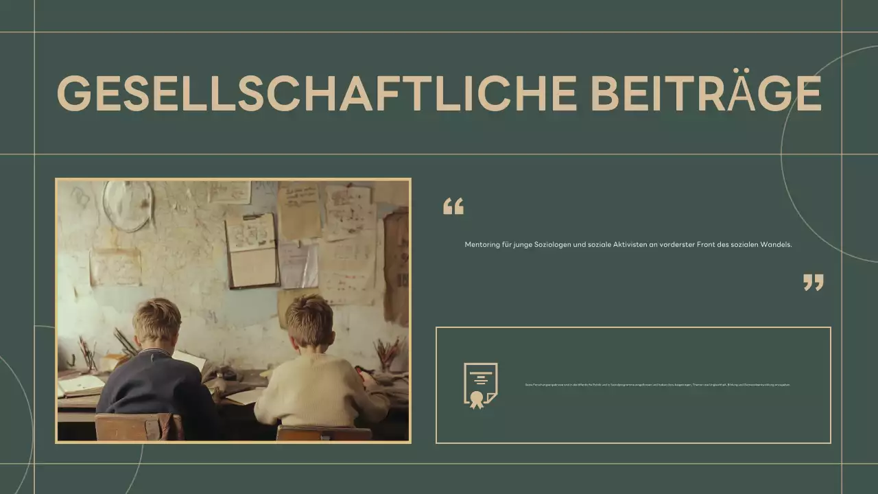 grüner Klassiker der Biografiepräsentation