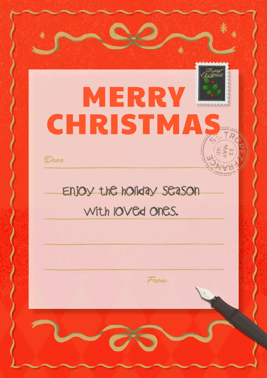 Poster thiệp Giáng sinh truyền thống màu đỏ