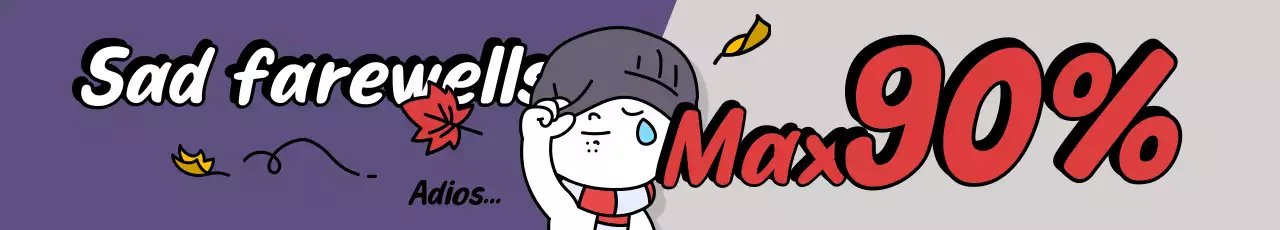 Banner promocional de despedida de quadrinhos roxos