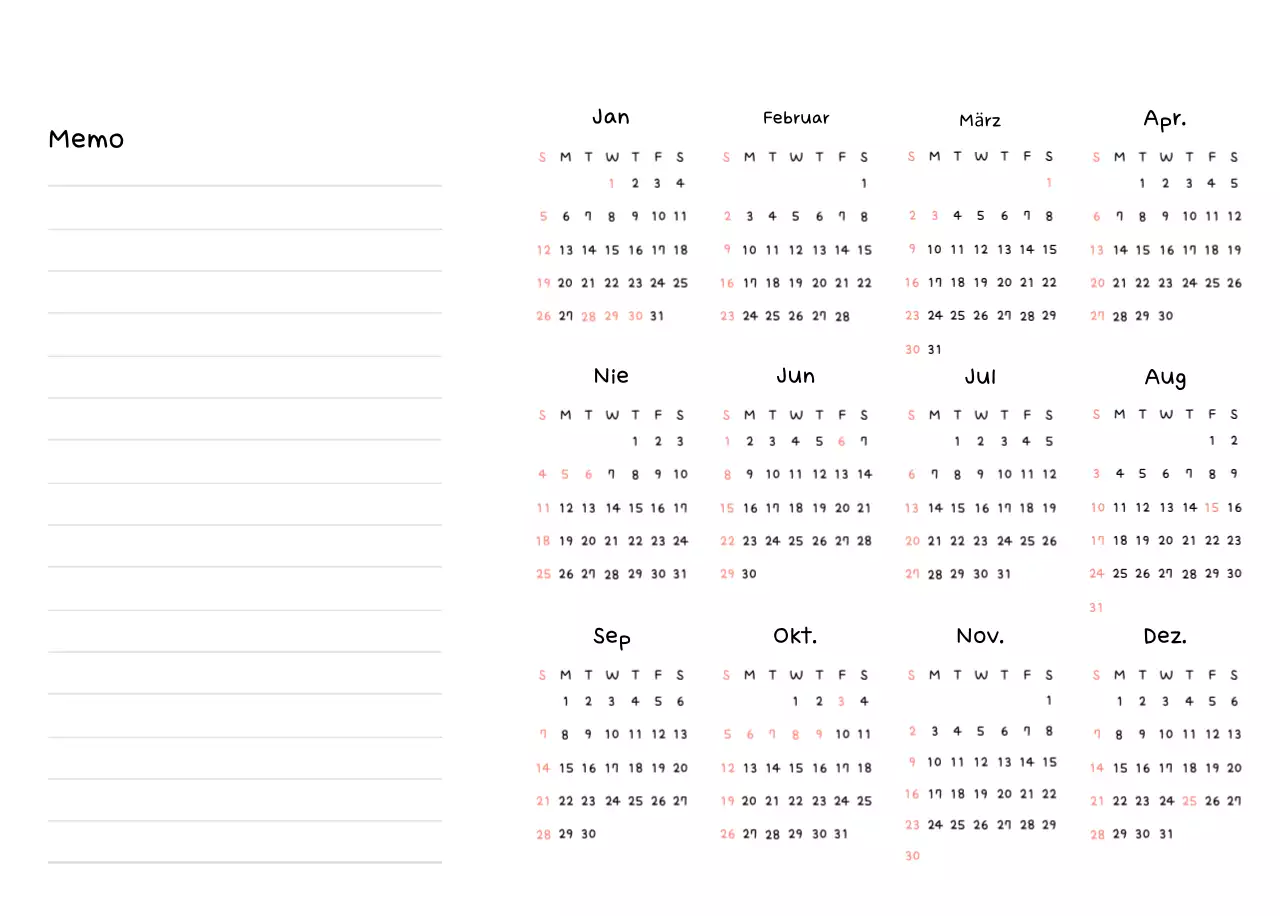 Weißes und hübsches Neujahrstagebuch