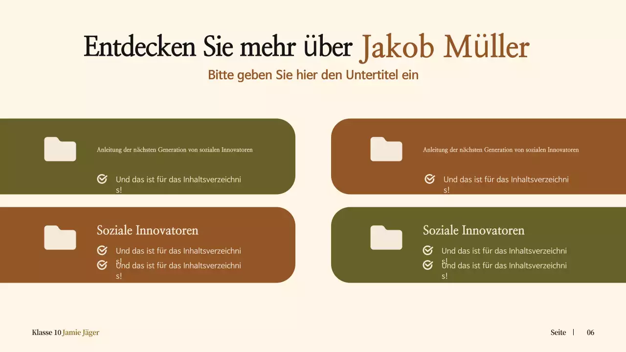 beige klassische Biographie für die Schulankündigung