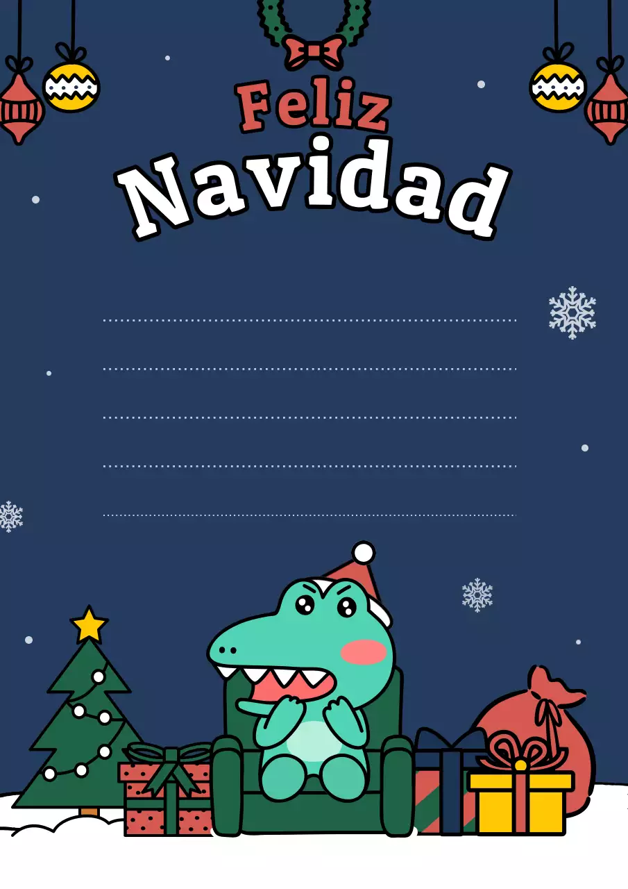 Bonito papel de cartas con personajes navideños en azul marino
