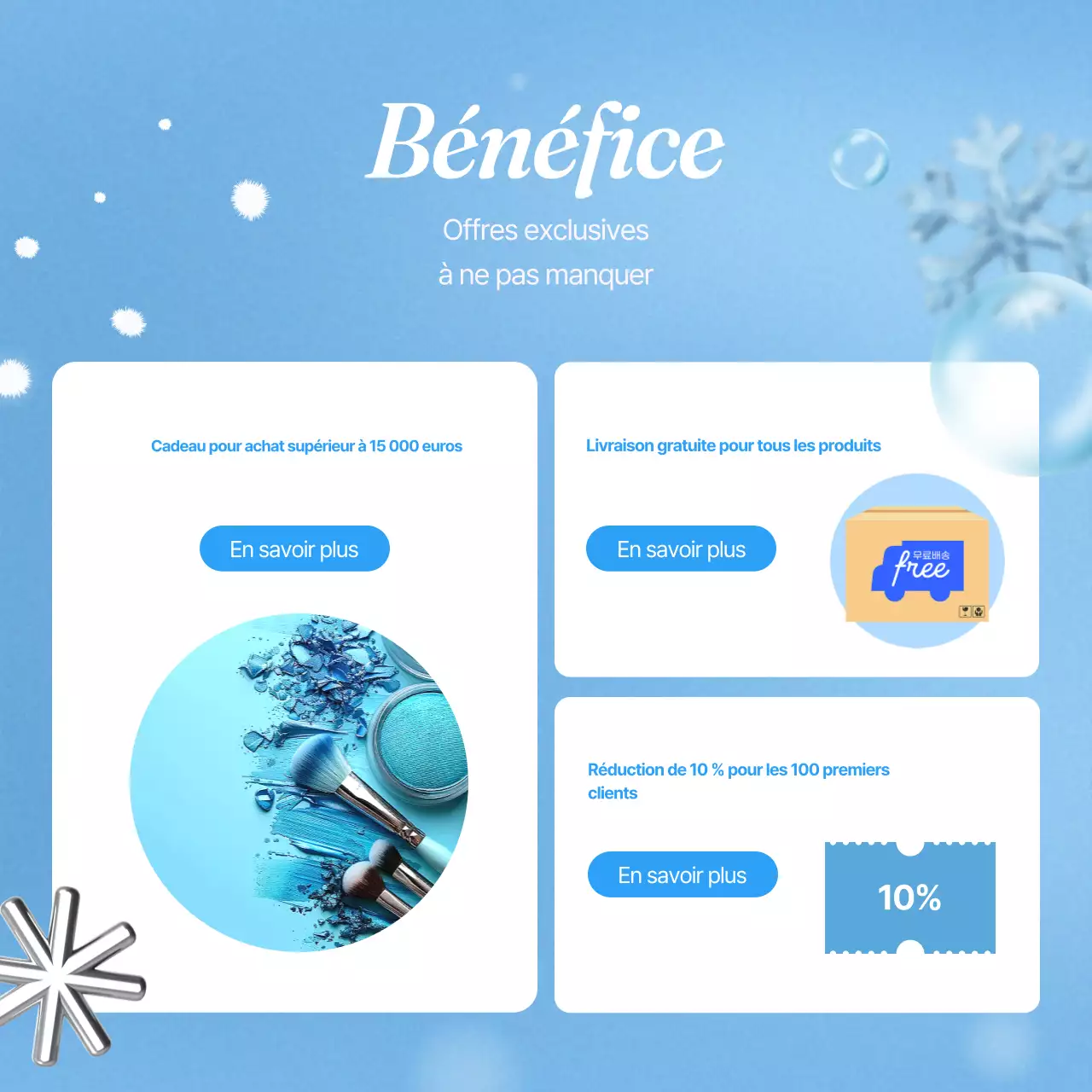 Une publicité de marque bleu clair, pour la beauté de l'hiver