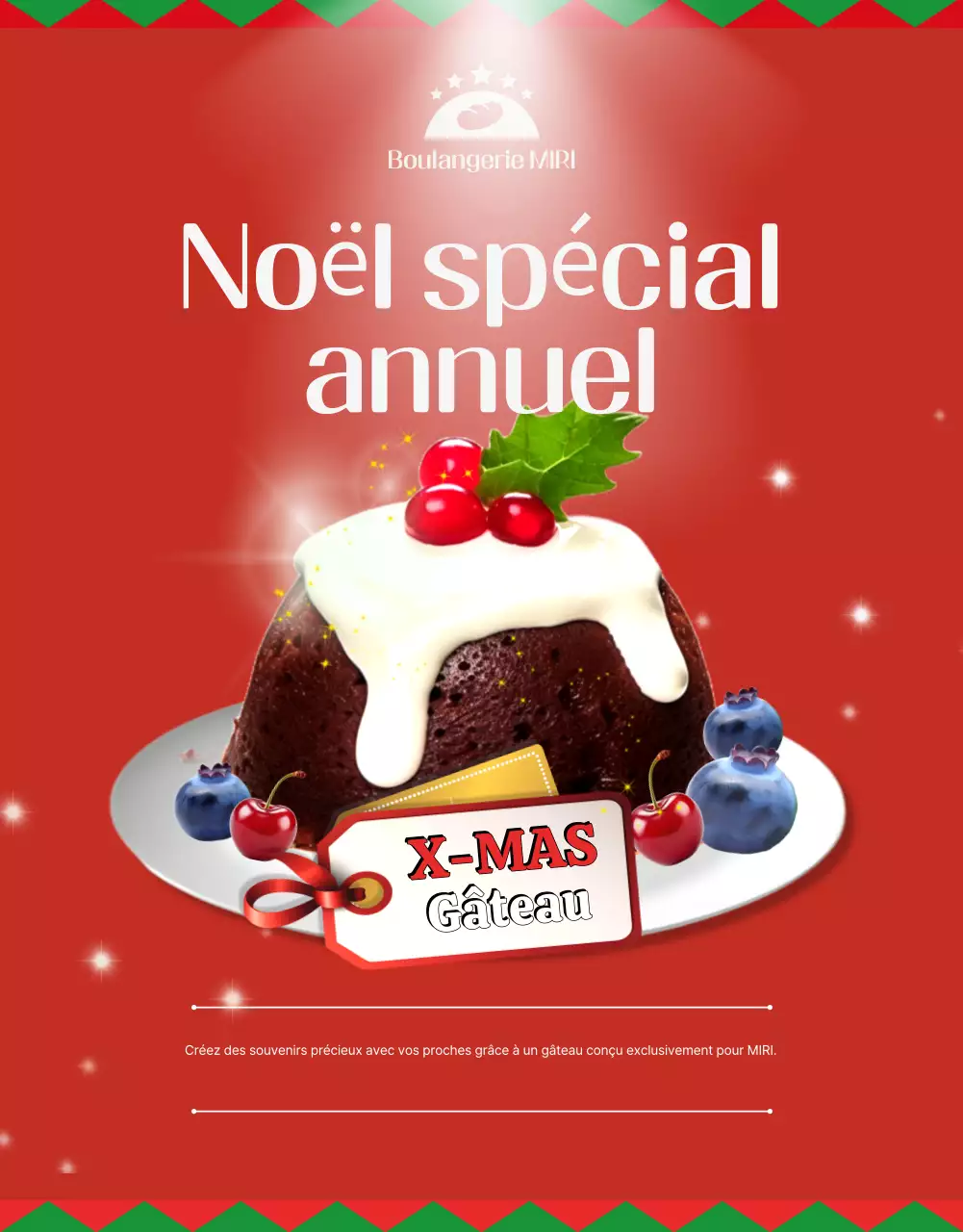 Promotion du gâteau de Noël vintage rouge