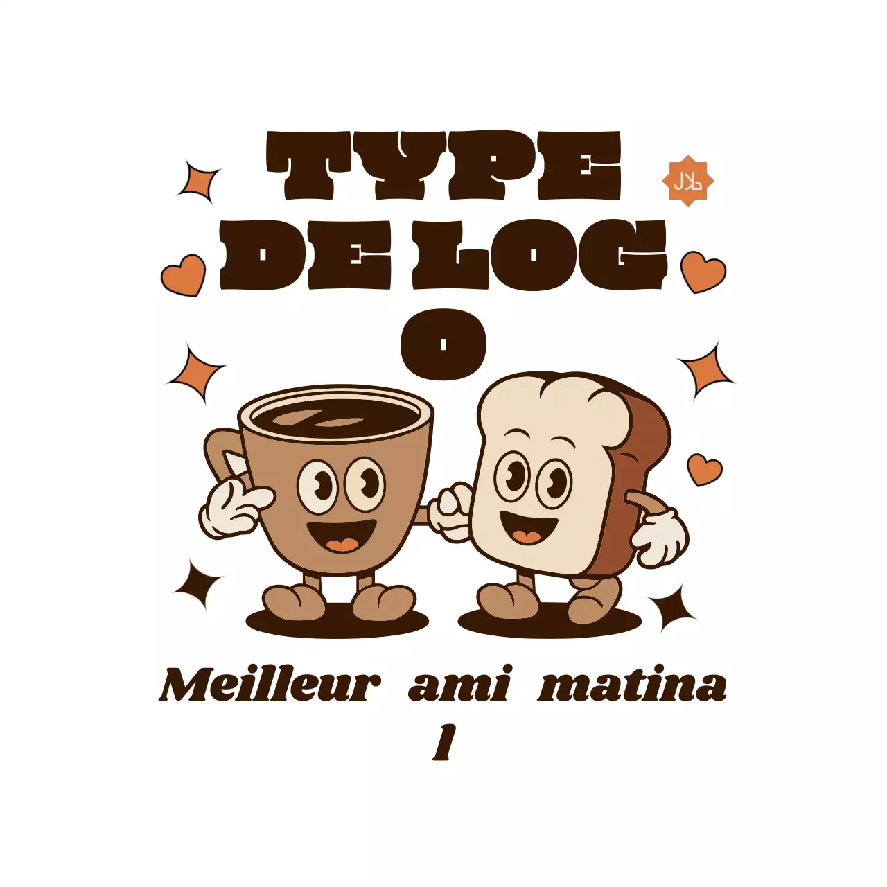 autocollant brun rétro pour le petit déjeuner