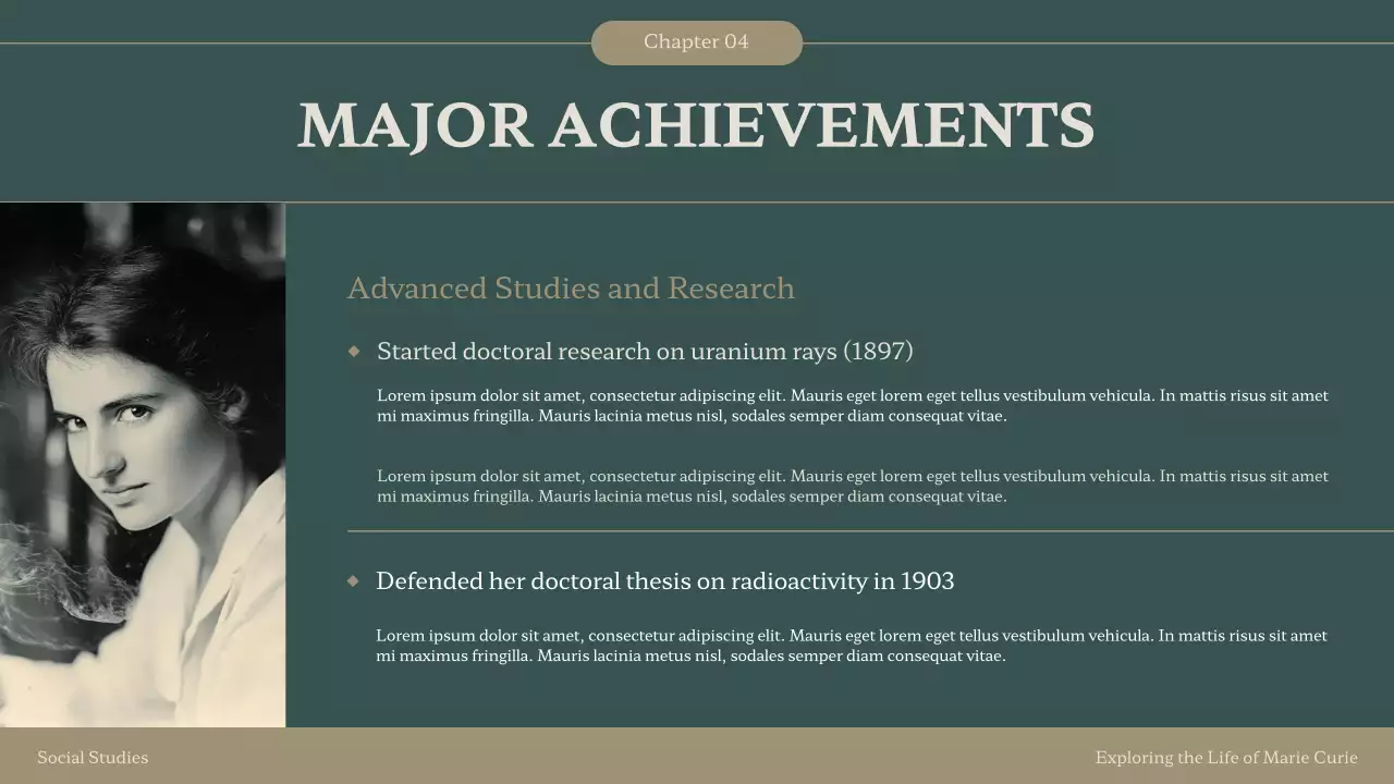 Green Vintage Marie Curie Presentation