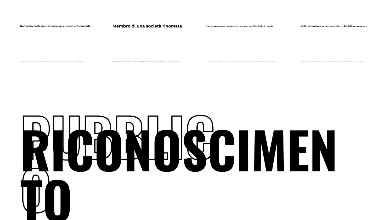 Presentazione della biografia in bianco e nero