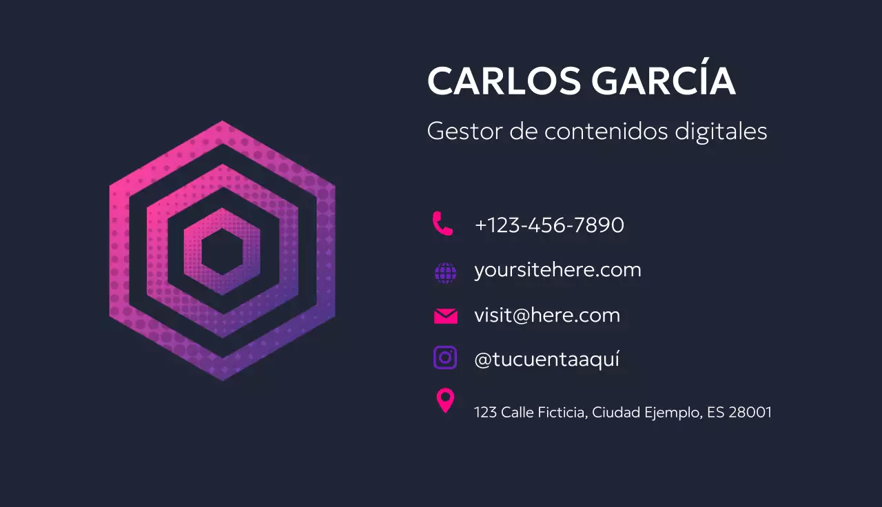 tarjeta de visita geométrica morada