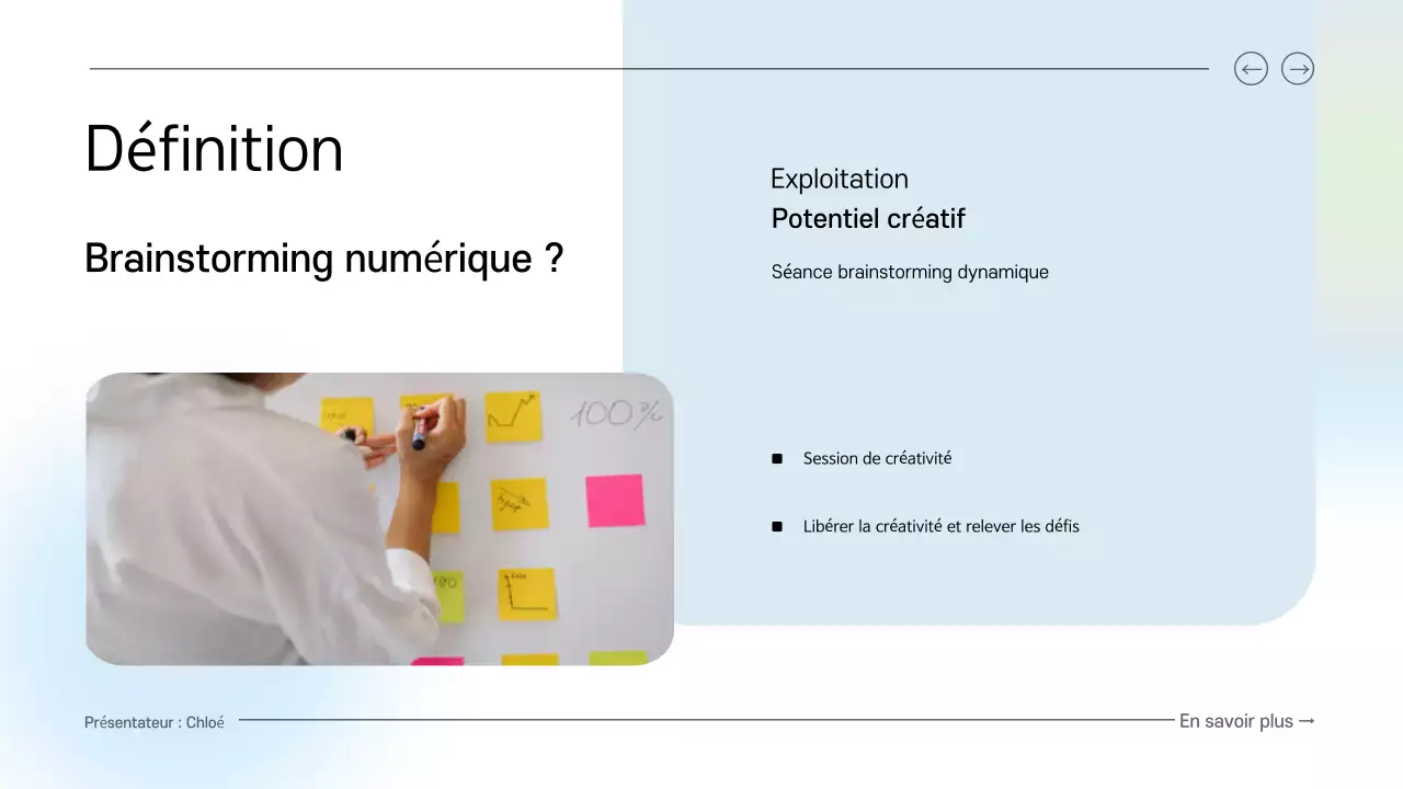 guide de brainstorming numérique bleu et vert propre