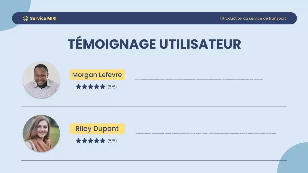 Service de transport moderne bleu et jaune Introduction