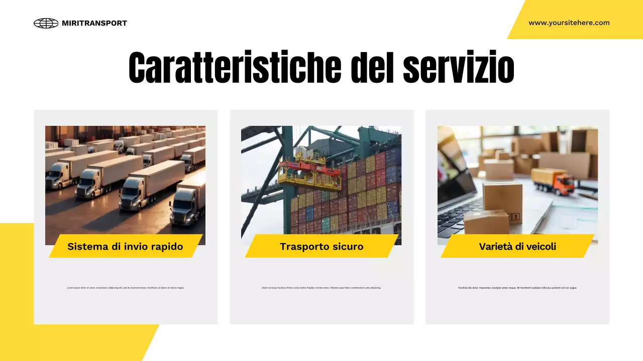 presentazione del trasporto moderno giallo