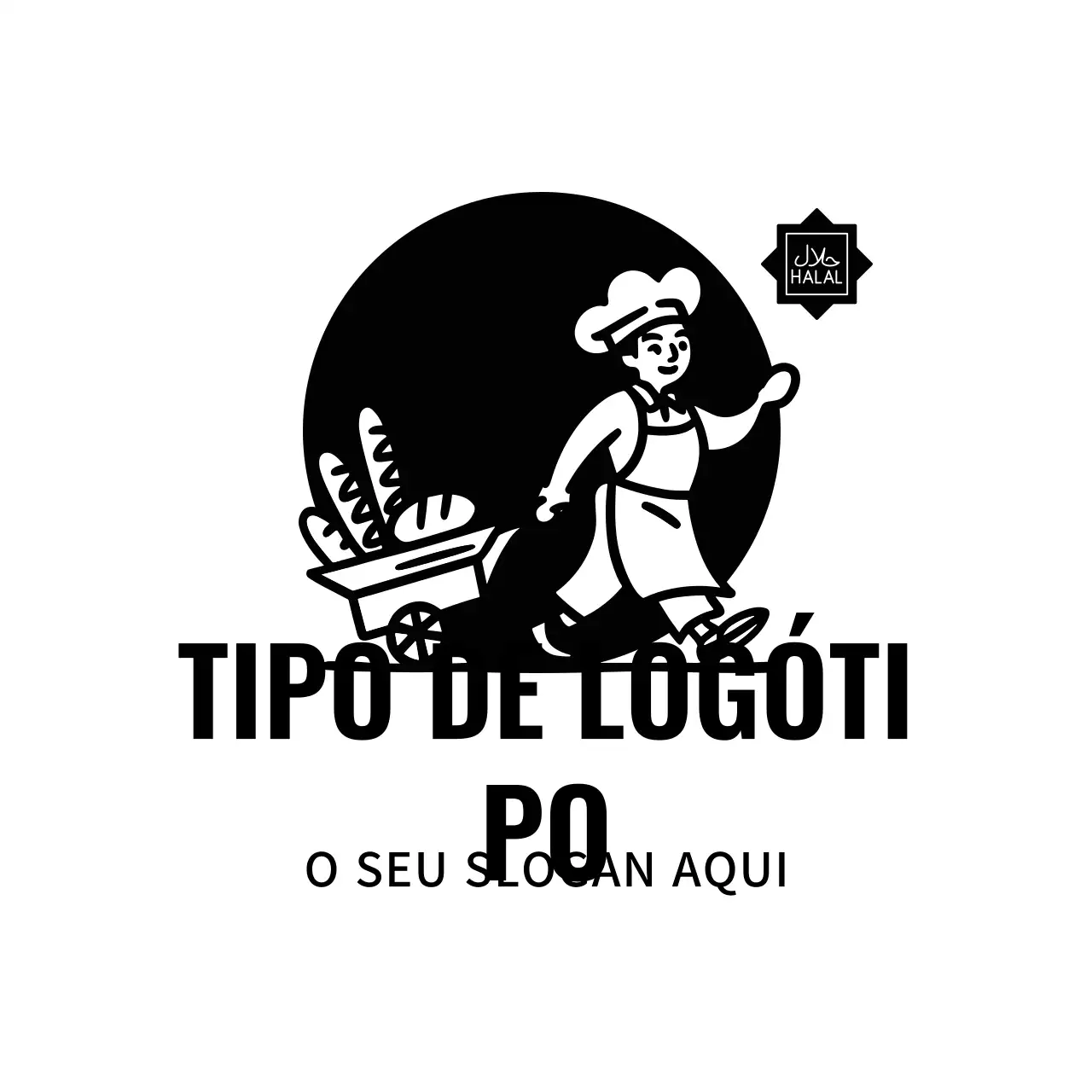 logótipo preto de padaria vintage