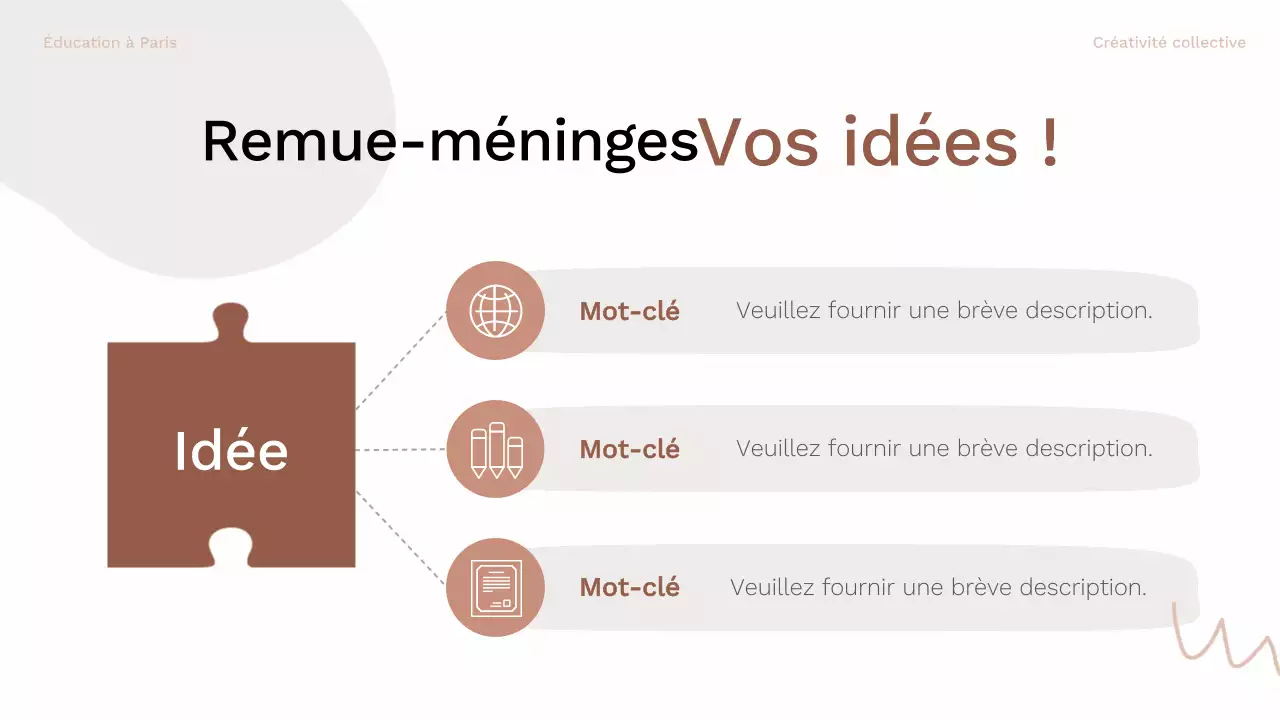 brun et rose guide de mise en page pour le brainstorming biologique
