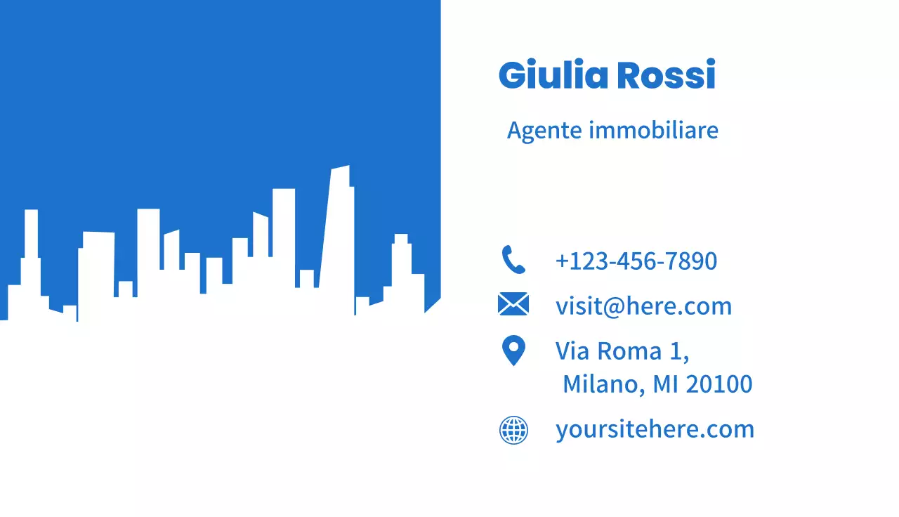 scheda immobiliare moderna blu