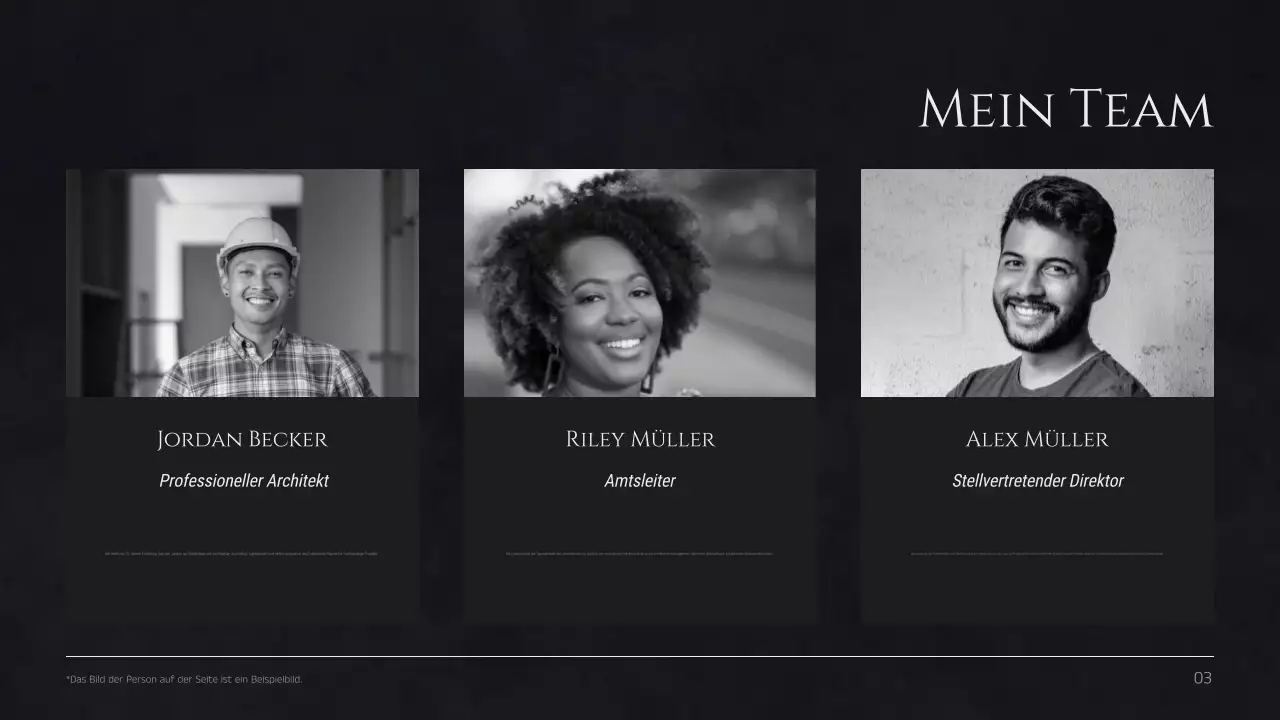 Schwarzes minimalistisches Profil-Layout