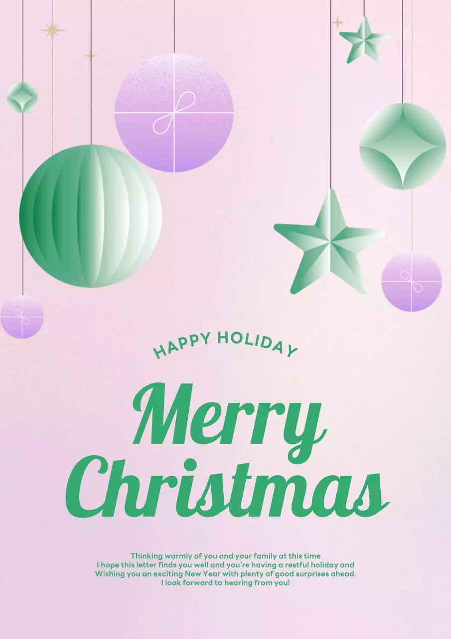 연보라 배경의 미니멀 크리스마스 카드