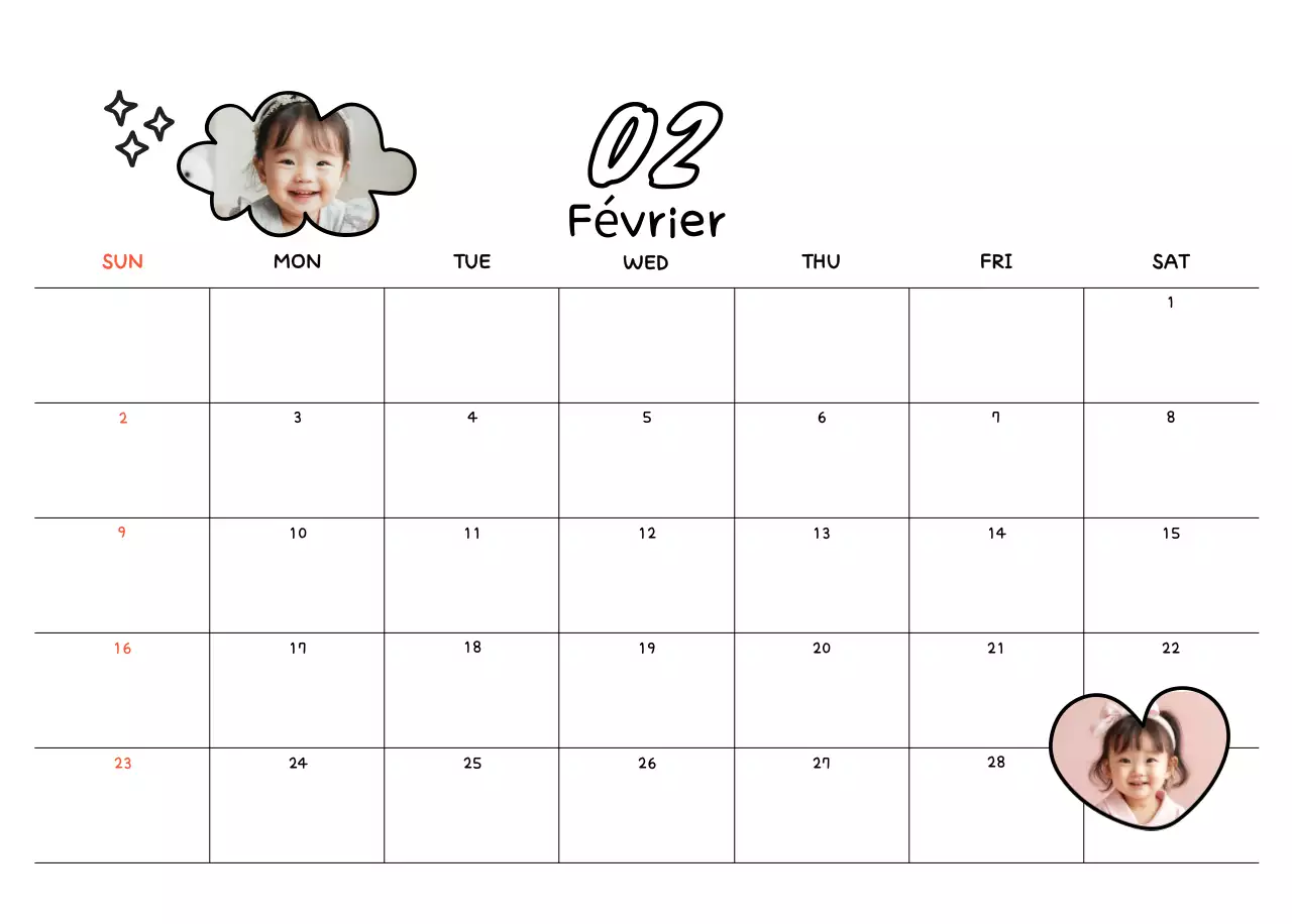 Calendrier photo du Nouvel An