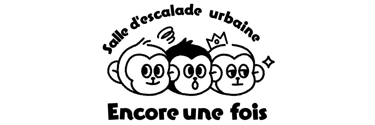 Logo sportif simple avec illustration de trois singes mignons