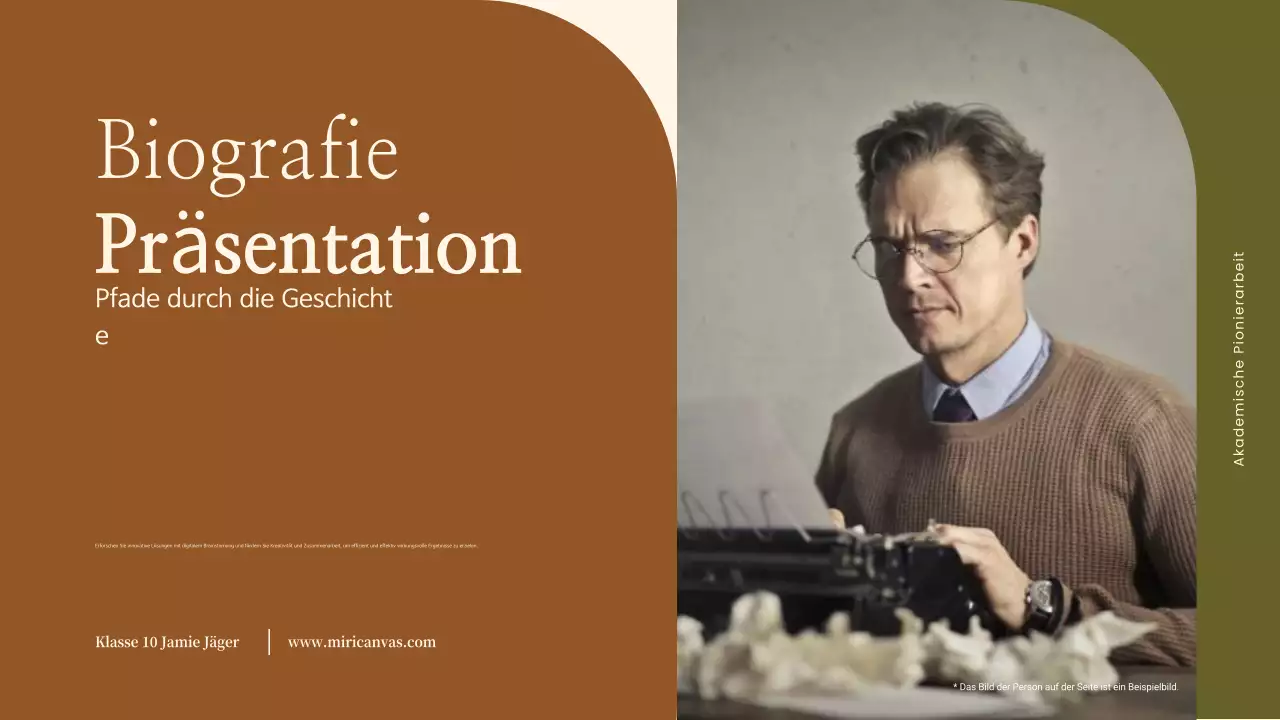 beige klassische Biographie für die Schulankündigung