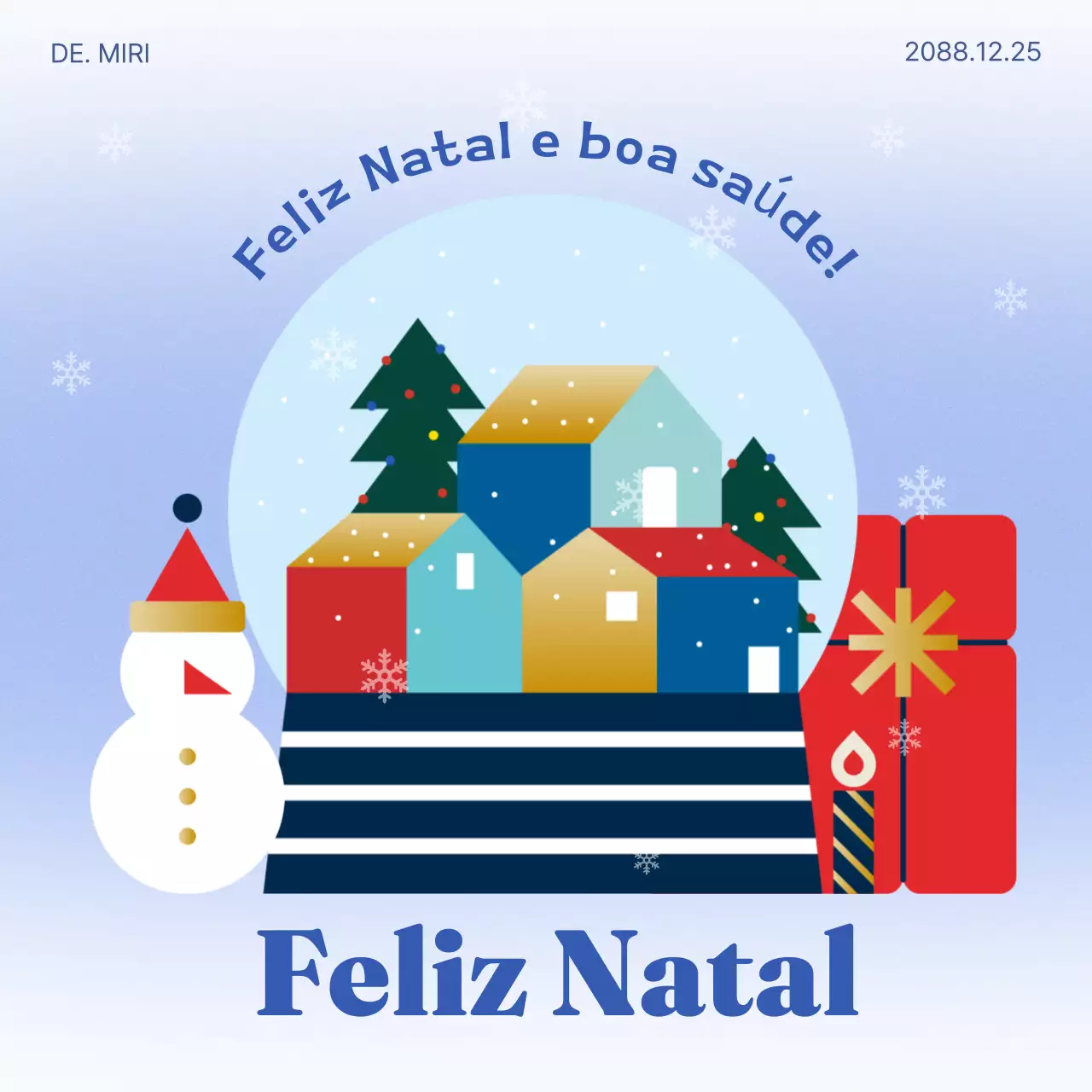 Postal de Natal em azul