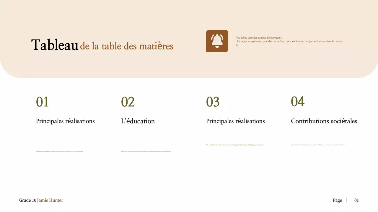 biographie classique beige pour l'annonce de l'école