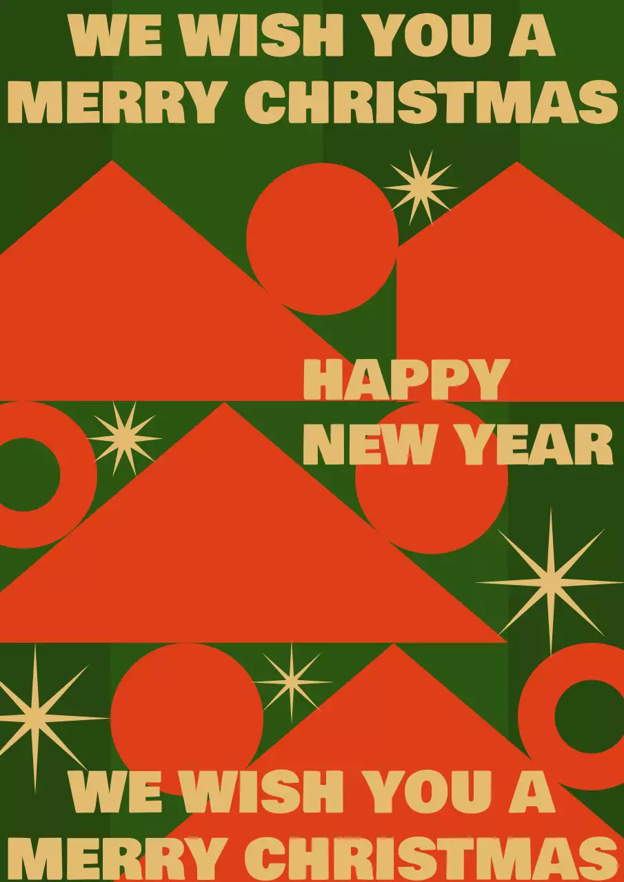 초록 기하학 크리스마스 카드