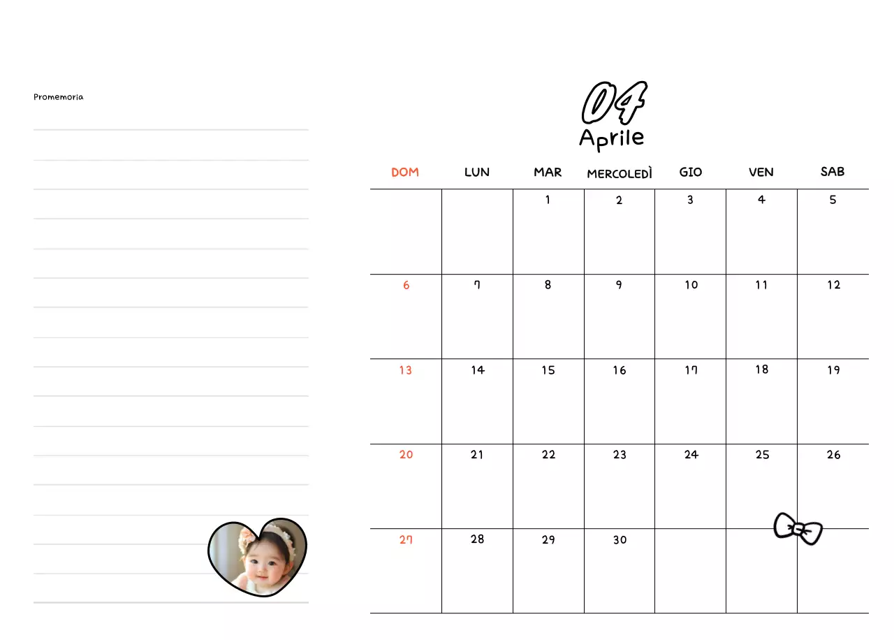 Agenda di Capodanno bianca e bella