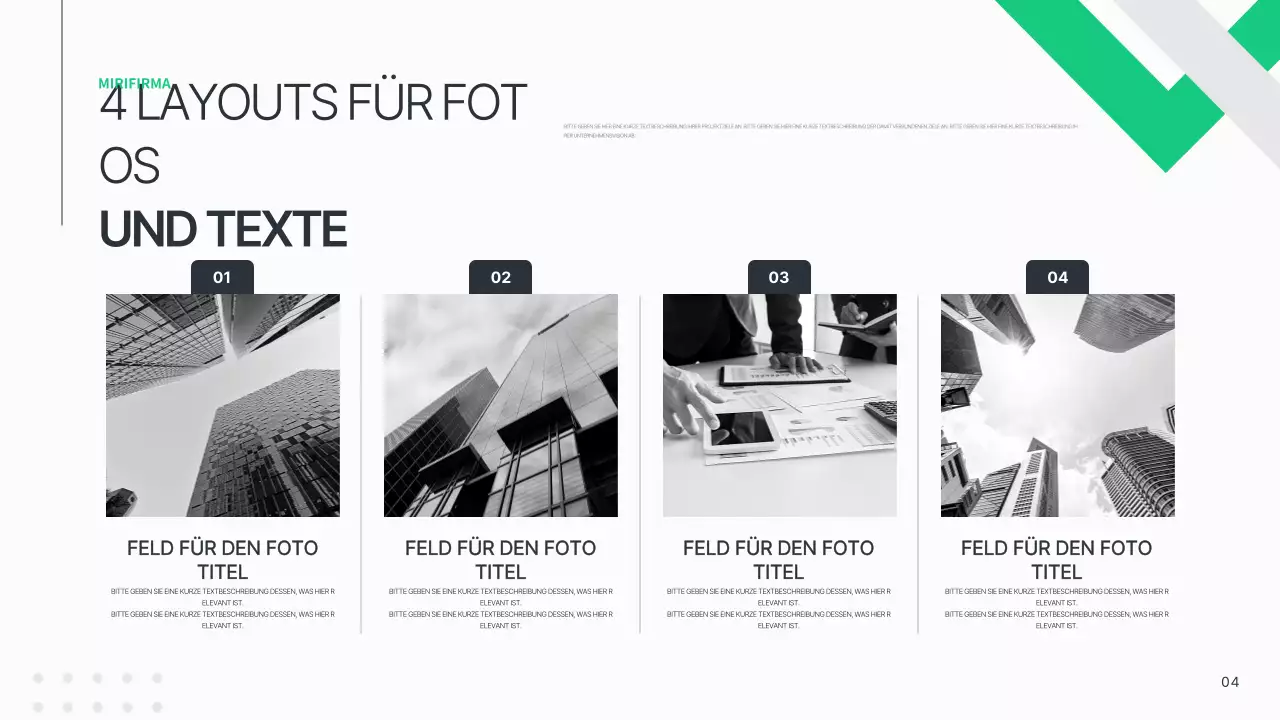 Ein einfacher Geschäftsplan in Weiß und Grün