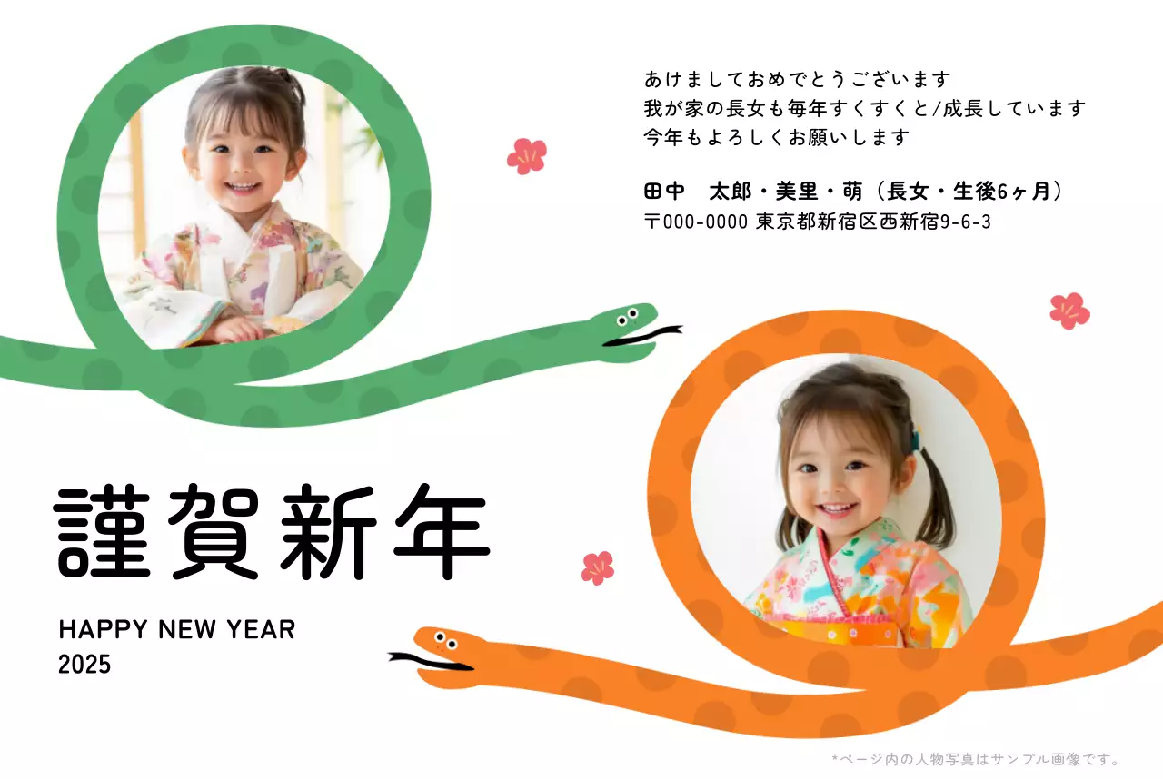 カラフル かわいい 年賀状 はがき