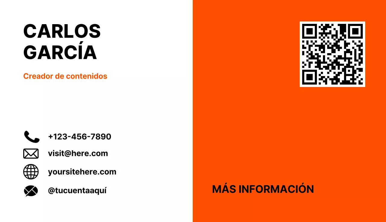 Tarjeta de visita moderna naranja